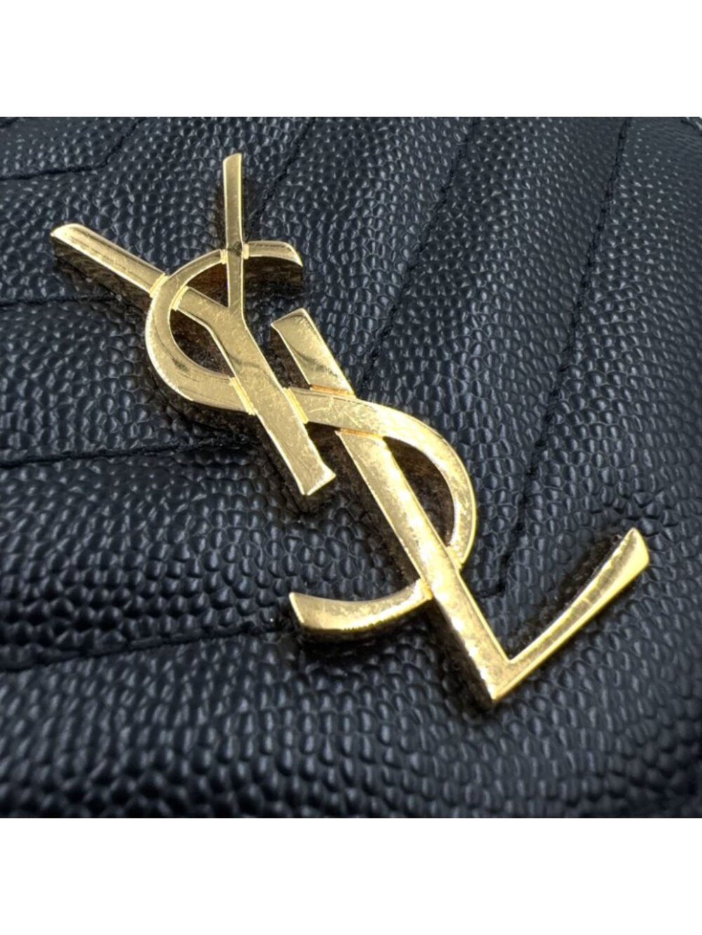 Saint Laurent Paris Monogram Compact Zip Around Caviar Leather Black Wallet Gold - Picture 5 of 13